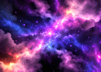 Fototapeta premium Space colorful in purple shades background with realistic shining stars infinite universe,Generative AI