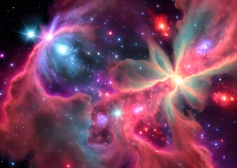 Space colorful in purple shades background with realistic shining stars infinite universe,Generative AI	
