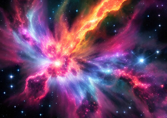 Space colorful in purple shades background with realistic shining stars infinite universe,Generative AI	
