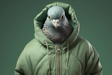 Pigeon in a coat - obrazy, fototapety, plakaty