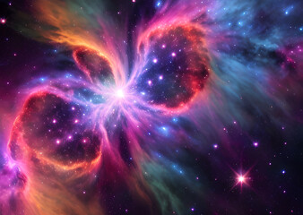 Space colorful in purple shades background with realistic shining stars infinite universe,Generative AI	