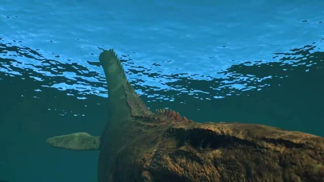 Mosasaurus acuatic dinosaur in action jurassic era animation 3D