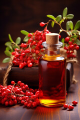 bottle, jar of essential oil extract barberry