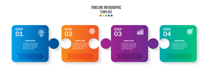 Infographic template with icons and 4 options or steps. Puzzle. Can be used for workflow layout, diagram, banner, web design. - obrazy, fototapety, plakaty