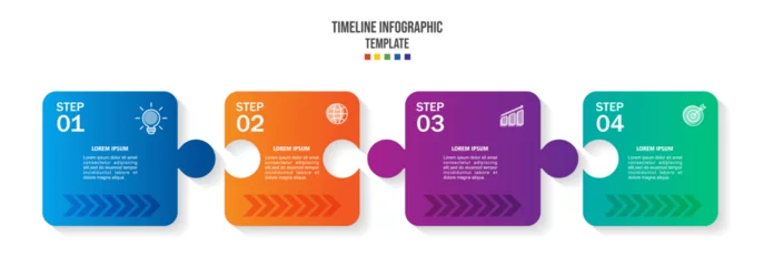 Fotobehang Infographic template with icons and 4 options or steps. Puzzle. Can be used for workflow layout, diagram, banner, web design. © dwifitrianor