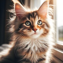 Fluffy Wonder: The Irresistible Cuteness of a Maine Coon Kitten's Playful Adventures.
