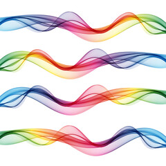 Horizontal lines of rainbow waves on a white background, abstract background, design element
