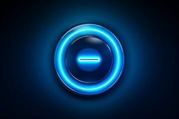 Glowing neon line Power button icon isolated on blue background
