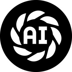 AI, chat gpt black icon. Artificial intelligence symbol