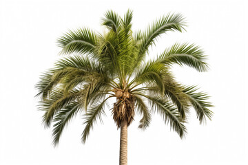 palm trees, one, shaggy vegetation, isolated on white background, rest