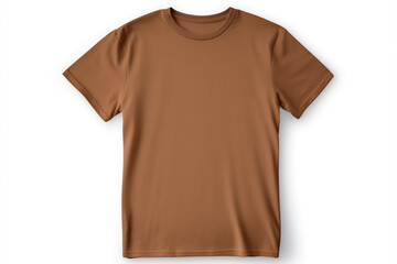 brown t-shirt, template empty, mockup for design and print, isolated on white background, seams