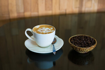 Coffee Latte with a heart shape in the foam