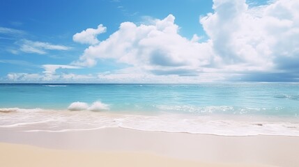 Fototapeta na wymiar Background of tropical beach and blue sea and white clouds