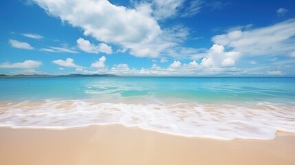 Fototapeta na wymiar Background of tropical beach and blue sea and white clouds