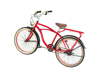 Fototapeta na wymiar Red Bicycle over white background