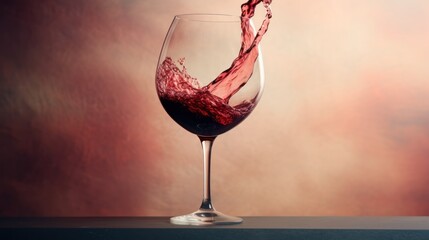 Pouring red wine into a tilted glass against a watercolor vintage background.