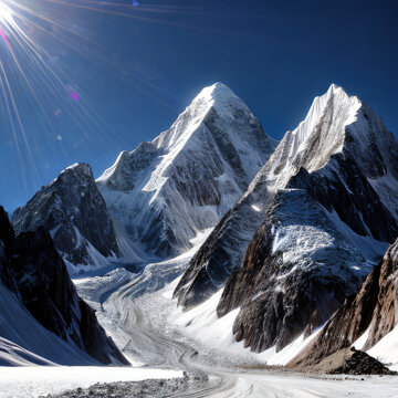 K2 mountains with full snow 