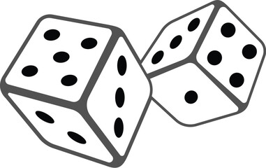 Two dice vector icon illustration. Cartoon dice floating icon premium vector, Flat vector