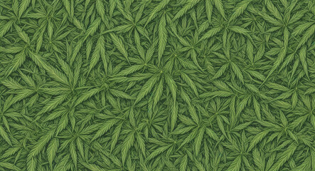 Background Seamless Cannabis Leaf Pattern Generative Ai