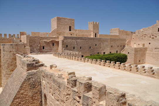 Ribat Fortress, built in the 8th century to protect the coast and the country from enemy attacks, Monastir, Tunisia, fortified, with defensive walls, monument,