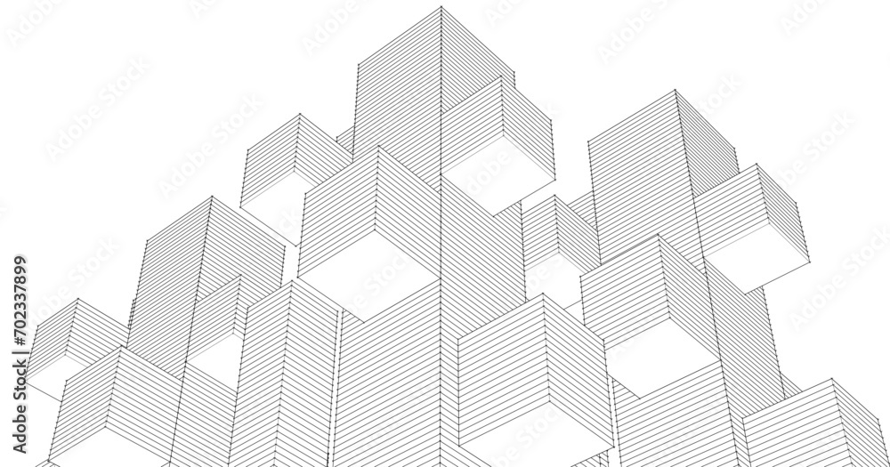Poster abstract modular architecture 3d rendering