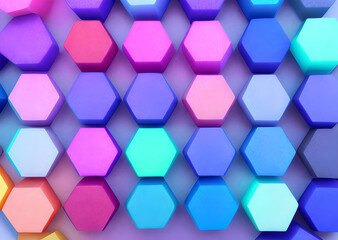 Multicolored patterns with repeating hexagonal mosaics hexagons mosaic background design Modern technology geometric ,Generative AI	