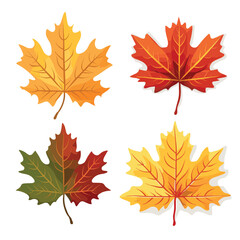 Autumn Leaves Set isolated, Vector Illustration