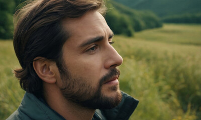 uomo che respira nella natura