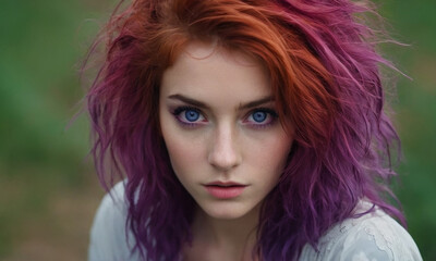 ragazza con capelli viola