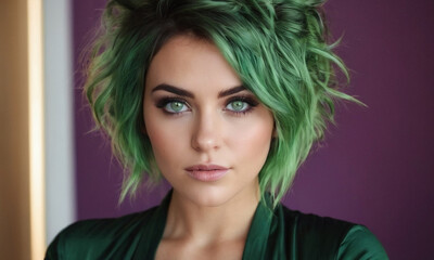 ragazza con i capelli verdi