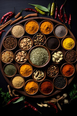 Obraz na płótnie Canvas Collection of Spices and herbs Top view photography