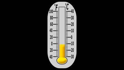 Clinical Thermometer sign illustration for technology and science concept, motion graphics, on a black screen