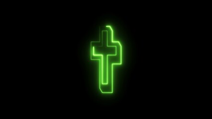 Abstract Green Neon Lights Christian Glowing Frame Background illustration