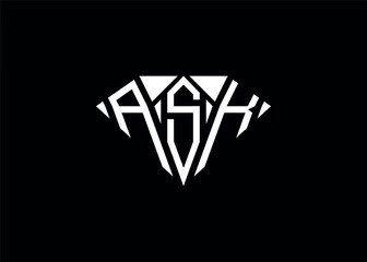 Modern letter A S K diamond shape logo And initial monogram A S K letter logo vector template