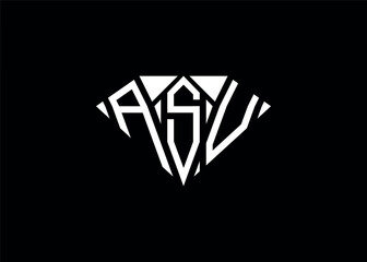 Modern letter A S V diamond shape logo And initial monogram A S V letter logo vector template