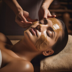 Woman receiving a facial massage.