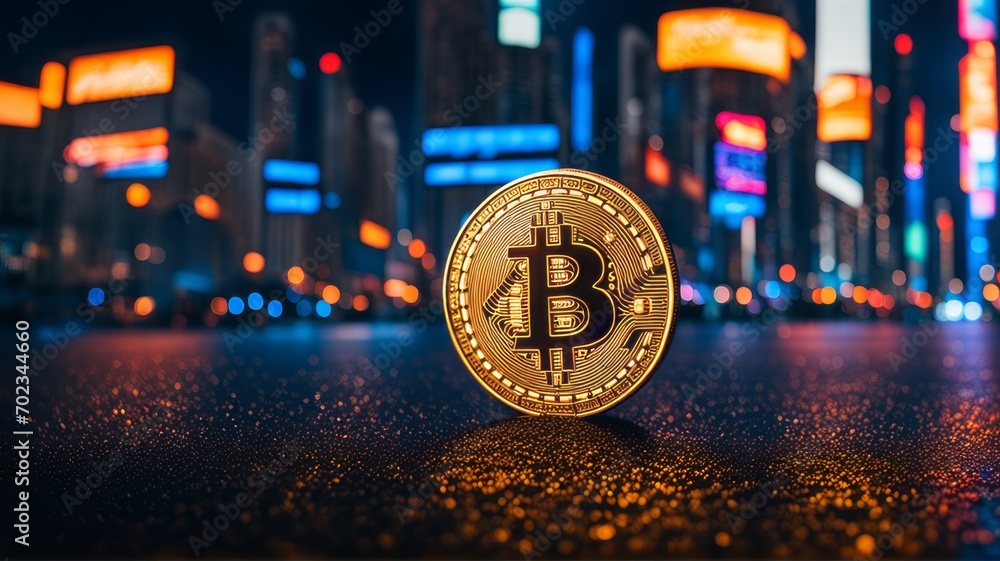 Aufkleber Digital Bitcoin Currency is a new form of currency that uses blockchain technology. It is digital and makes cash transactions fast and secure.