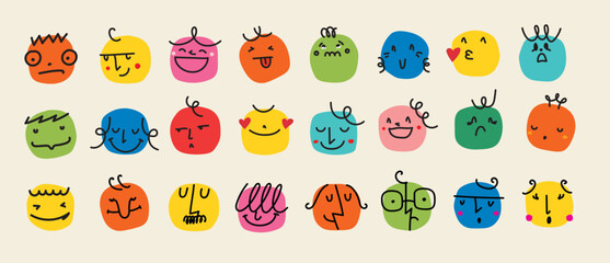 Groovy lovely funny faces stickers. Love concept. Happy Valentines day. Funky happy heart character in trendy retro 60s 70s cartoon style. Vector illustration