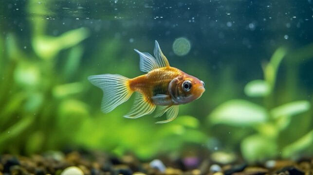Image of a pet fish in an aquarium This picture shows.Generative AI