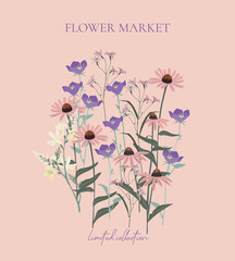 Flower poster in vintage style