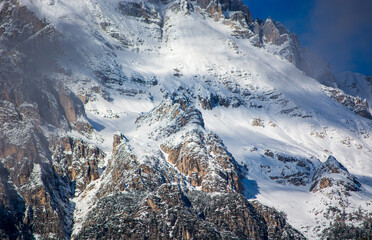 the beautiful Dolomites on a cold winter day