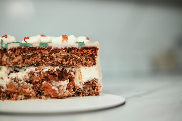 Process of creating red velvet trifle. Confectioner at work