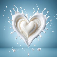 Heart shape made from white milk, Created ai generated