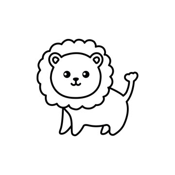 Lion color element. Hand drawn animals.