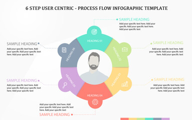 Circle infographic vector design with 6 process steps	