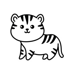 Tiger color element. Hand drawn animals.