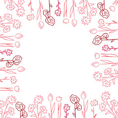 Decorative floral wreath. Frame from flowers. Vector illustration