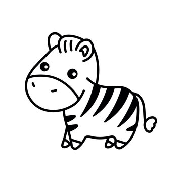 Zebra color element. Hand drawn animals.