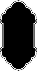 Islamic Vertical Frame Design Glyph with outline Black Filled silhouettes Design pictogram symbol visual illustration