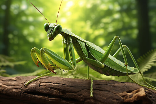 green praying mantis. predator concept 3d